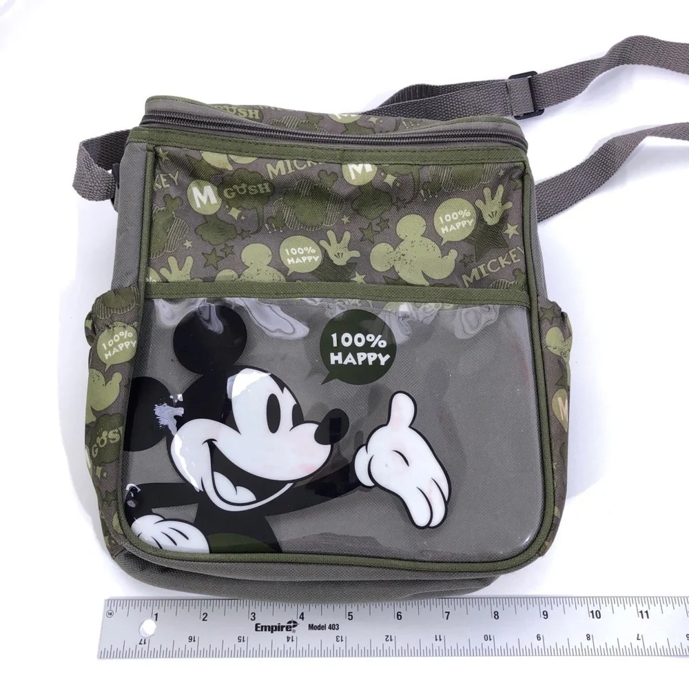 Disney Baby Mickey Mouse Insulated Green Logo Bottle Carry Zipper Shoulder Bag